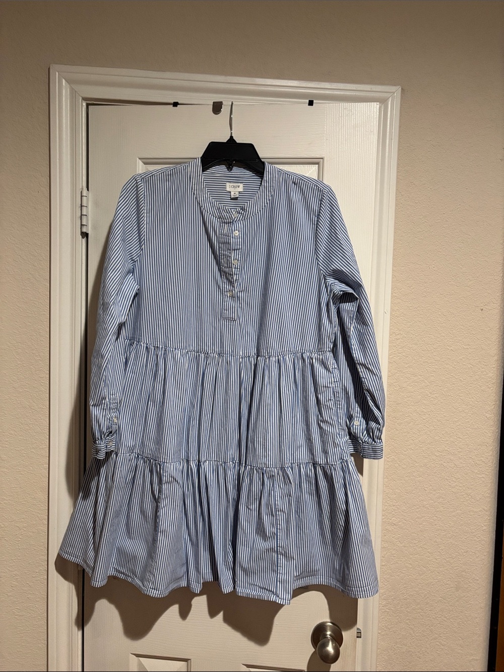 J. Crew Blue and White Striped Button-Front Shirt